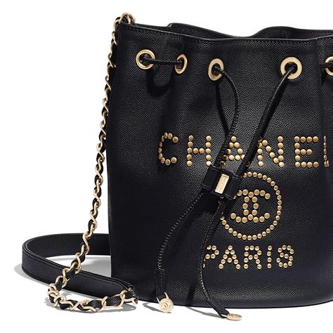 black and gold chanel bag|Chanel grained calfskin drawstring bag.